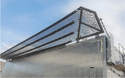 OP LD1-2.11_06 Cambio techo abrelatas por techo hidráulico tipo alas de mariposa con lona de malla gris. (+315,0 kg). Configuración B1 ó B2.
