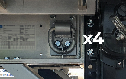 OP HP1-2.12_1 Añadir cuatro (4) argollas en el chasis para amarre del vehículo embarcado.